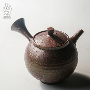 日式粗陶泡茶壶复古侧把单壶手工陶瓷壶普洱红茶叶壶功夫茶具水壶
