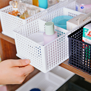 日本进口sanada塑料桌面收纳盒3分隔收纳篮化妆品整理框收纳篮子