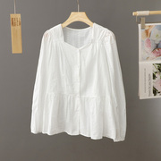 设计感小众上衣裙摆式白色，衬衫女士小个子衬衣，春秋季2024小衫