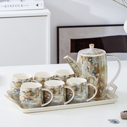 水杯水具套装陶瓷家用轻奢北欧欧式客厅，茶具下午茶茶壶杯子带托盘