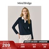 MB MindBridge2023撞色Polo领长袖T恤秋季女士学院风纯棉上衣