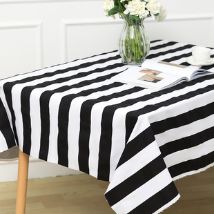 全棉帆布黑白条纹布料欧美风格，纯棉棉布布料亚麻桌布窗帘沙发布料