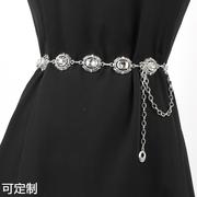 复古镶钻腰带时尚镂空古银链子，腰带欧美奢华大水钻，腰链身体链