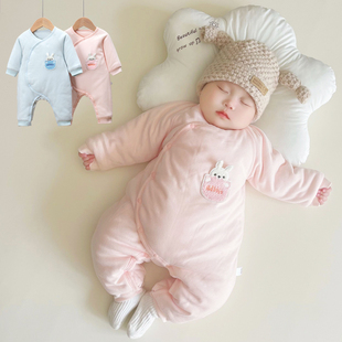 婴儿冬季衣服新生儿护肚加厚连体衣男女宝宝，棉衣哈衣纯棉长袖爬服