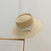 凹槽帽顶拉菲草帽子，巴拿马礼帽女夏天海边度假防晒遮阳大檐帽