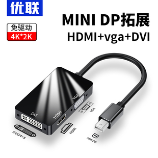 MiniDP转HDMI适用电脑转接头投影仪转换器线DP转vga/dvi迷你雷电vda扩展坞笔记本macbook接显示器surface