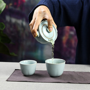 户外汝窑旅行茶具套装一壶二杯随身便携收纳包陶瓷(包陶瓷)功夫茶具泡茶器