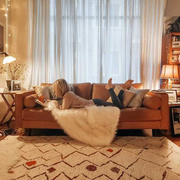 北欧乳胶布艺沙发复古免洗科技布沙发大小户型客厅直排三人位沙发