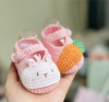 手工婴儿女可爱兔子萝卜，满月百天1-3-6个月，宝宝软底毛线鞋袜