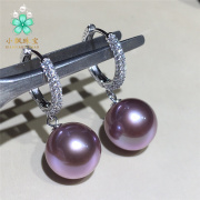 天然爱迪生紫色珍珠耳环，925银耳圈光面厚金，耳圈优雅气质高贵