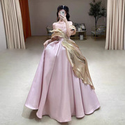 淡紫粉法式晚礼服公主裙2023时尚优雅气质礼服裙成人礼生日蓬蓬裙