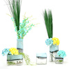 欧式美式蓝色方形创意，玻璃花瓶居家装饰摆件客厅富贵竹干花样板间