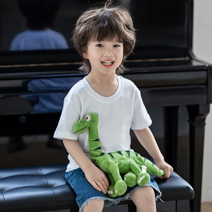 儿童立体t恤动物恐龙衣服，夏季两三岁小童男女童宝宝短袖纯棉上衣