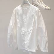 日系灯笼袖白色衬衫女春秋，款设计感小众，宽松显瘦正肩圆领长袖上衣