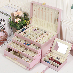 密码锁首饰盒大容量 首饰盒公主欧式韩国手饰品盒木质珠宝箱礼物
