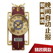 中式报时挂钟客厅复古时钟静音豪华挂表创意万年历中国风钟表大号