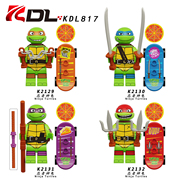 兼容乐高动漫忍者神龟滑板披萨拼装积木人仔玩具KDL817达芬奇拉