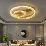 轻奢艺术设计多面发光水晶客厅吸顶灯现代简约多圈组合卧室灯