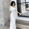 白色晚礼服裙女2024生日宴会长款优雅气质平时可穿法式连衣裙