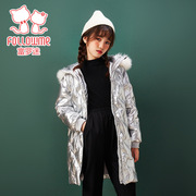 女童羽绒服富罗迷轻薄款，冬季中大童装，保暖中长款学生冬装9598