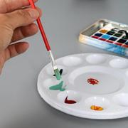 圆形10孔调色盘pp塑料创意，调色盒儿童学生，美术用水彩水粉颜料多格