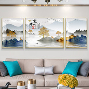 新中式客厅装饰画现代简约沙发背景墙挂画壁画家和富贵三联挂画