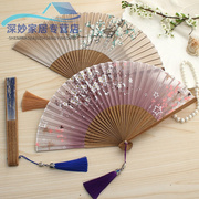 折扇女扇子中国风扇古风汉服扇和风，绢布舞蹈扇古典表演旗袍扇