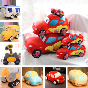 可爱小汽车警车消防车，毛绒玩具床上抱枕玩偶公仔，布娃娃男孩儿童