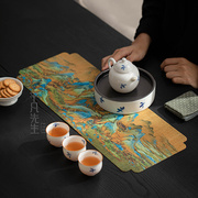 中式古画防水小茶垫双面干泡茶席禅意桌布茶席桌旗茶道茶巾泡茶垫