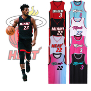 热火队吉米巴特勒球衣22号迈阿密城市，版3号韦德篮球服套装男定制