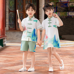 汉服男童夏季中国风女童民族服装唐装表演服小学生六一儿童演出服