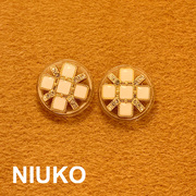 niuko优雅金属树脂闪钻白色透明组合大衣纽扣时尚，风衣外套钮扣子