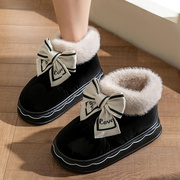 高筒加绒加厚底棉鞋，女款冬季居家防滑防水保暖包跟棉拖鞋外穿时尚