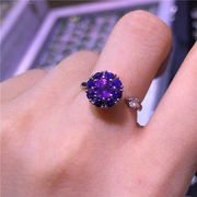 天然紫水晶可旋转戒指 转转戒指  Y1014