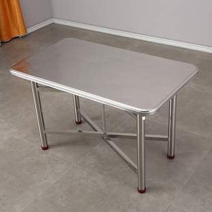 新型不锈钢餐桌可折叠餐桌简易长方形四方桌阳台家用吃饭小桌子