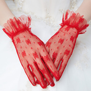 新娘手套结婚蕾丝韩式婚纱手套，白红色(白红色)短款晚礼服敬酒服手套香槟色