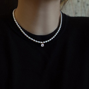 天然淡水珍珠项链女百搭长款卫衣链小众设计感高级气质锁骨链