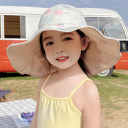 儿童防晒帽子女童夏天空顶，遮阳帽防紫外线宝宝太阳帽出游凉帽韩版