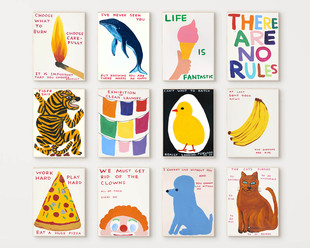 大卫 波普手绘插画香蕉奶酪韩国ins艺术海报个性相框海报挂画套装