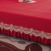榻榻米床盖三件套可定制大红色结婚炕垫牛奶绒水晶绒防滑夹棉床单