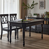 美式全实木餐桌椅组合黑色长方形小户型现代简约饭桌家用餐厅台