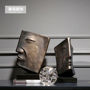 美式家居软装铝金属雕塑半脸人物装饰品摆件客厅办公室售楼处摆场