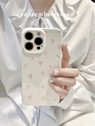 原创小清新iphone15ProMax手机壳XS/11粉色花朵12可爱女款13全包硬壳苹果14pro菲林壳