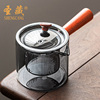 日式玻璃侧把泡茶壶，家用铅灰简约煮茶壶大容量加厚烧水壶茶水分离