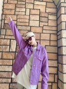 浅紫色牛仔外套女2024春季韩版宽松显瘦百搭外套夹克上衣