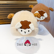 婴儿帽子秋冬款新生儿胎帽冬季婴儿毛线帽可爱儿童毛线护耳帽保暖