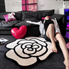 黑白造型玫瑰花地毯客厅茶几卧室床边书房衣帽间加厚手工地毯定制