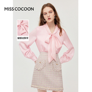 MISSCOCOON蝴蝶结飘带设计上衣24春装女长袖衬衫