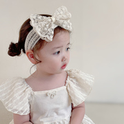 韩版婴儿发带女宝宝蕾丝，蝴蝶结发饰婴幼儿，满月周岁公主头饰不勒头