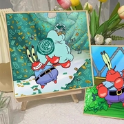 蟹老板diy手工数字油画卡通，动画填色涂鸦油彩画客厅卧室立体挂画